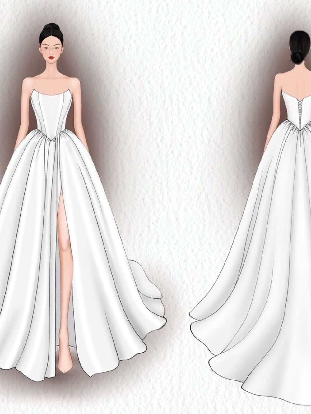 Stunning Custom Drop-Waist Basque Wedding Gown - Picture 6 of 6